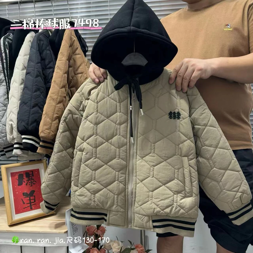 冬装加厚外套大童男款宽松加绒百搭