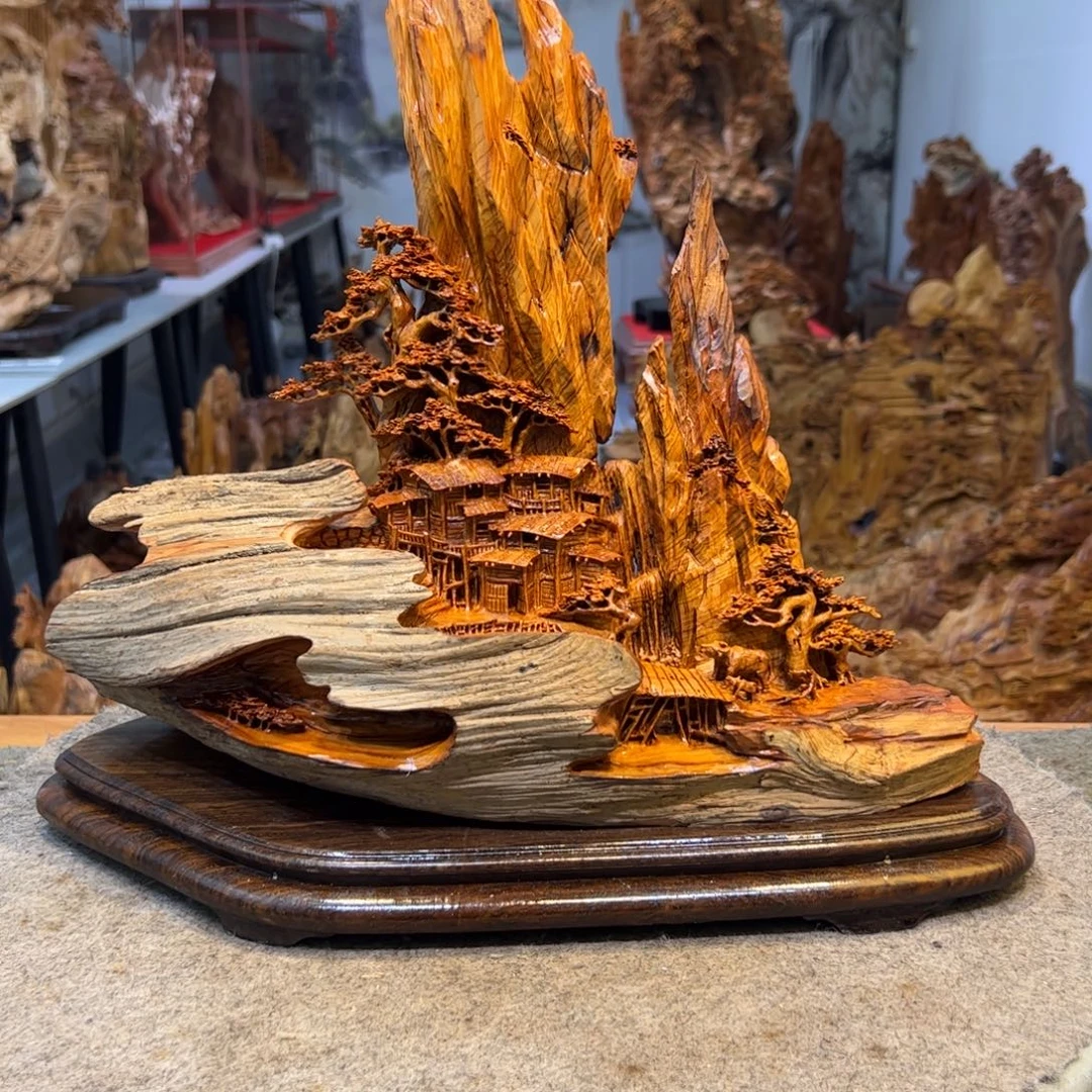 瞎***画柏木（崖柏）崖柏陈化黑油骨料世外桃源