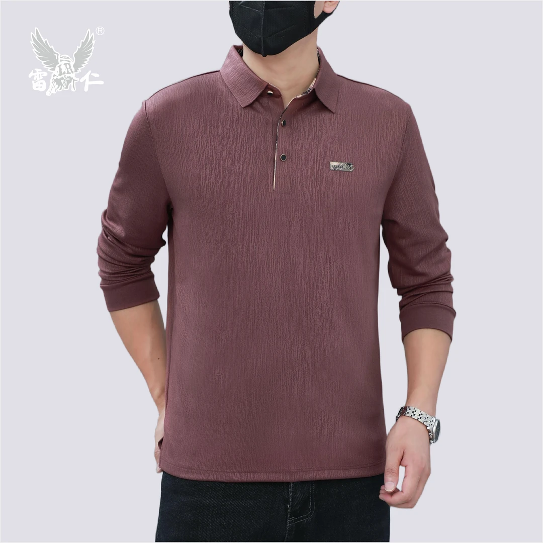雷仁2025秋冬新款男时尚长袖翻领卫衣轻奢商务休闲Polo衫LR52150
