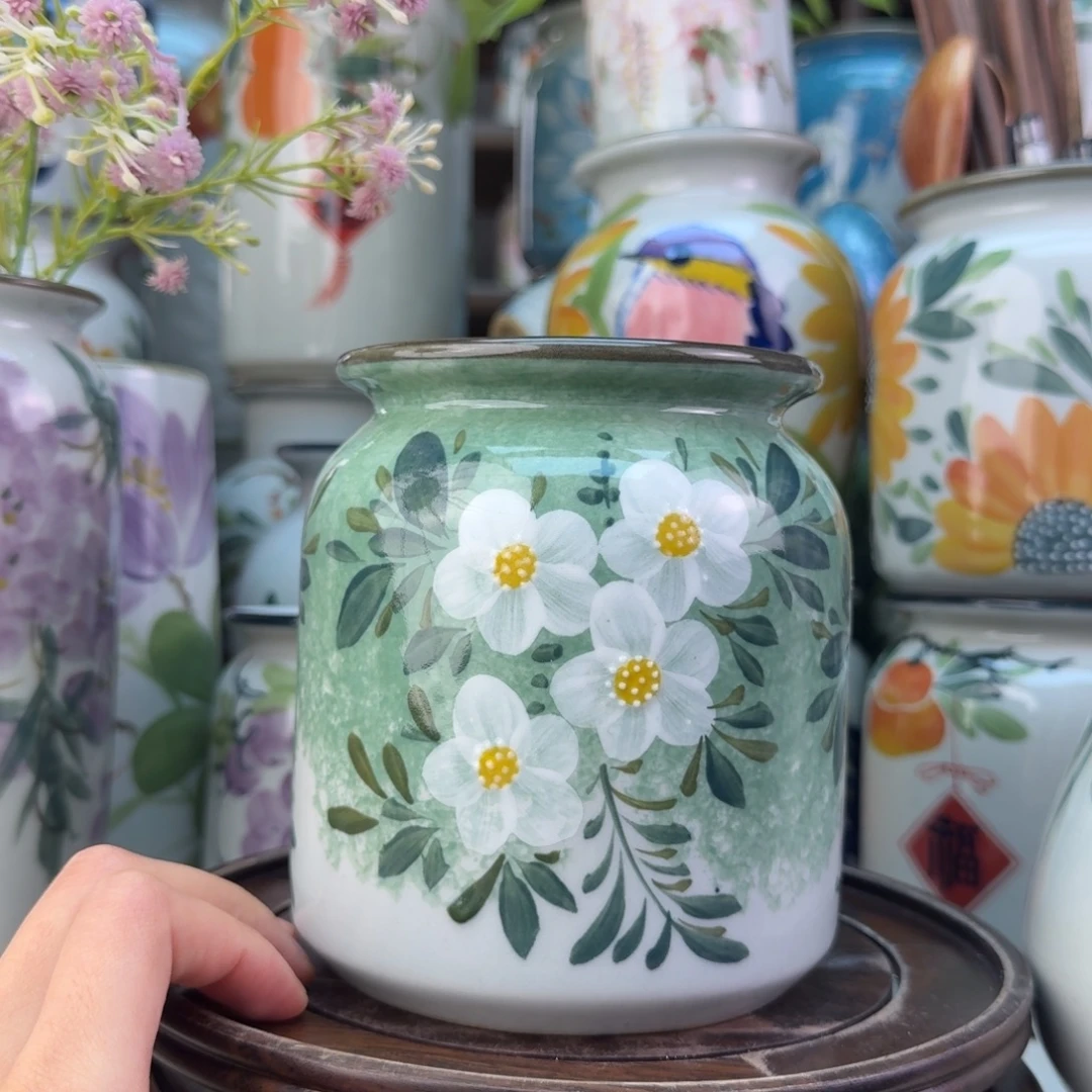 景德镇陶瓷手绘花瓶无孔