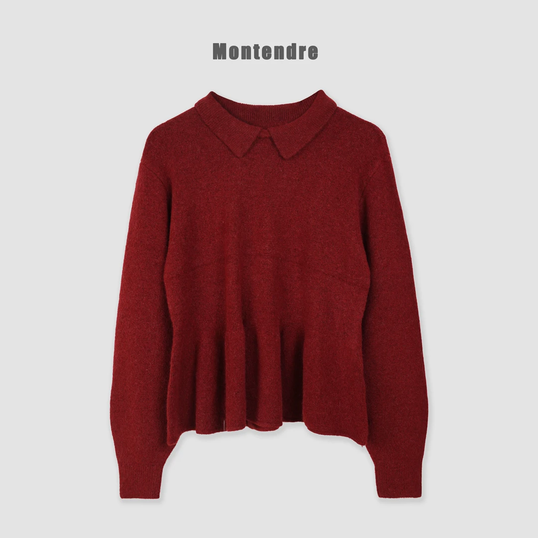 【MonTendre】秋季新款 B 时尚舒适Polo领打底衫时尚纯色百搭针织衫