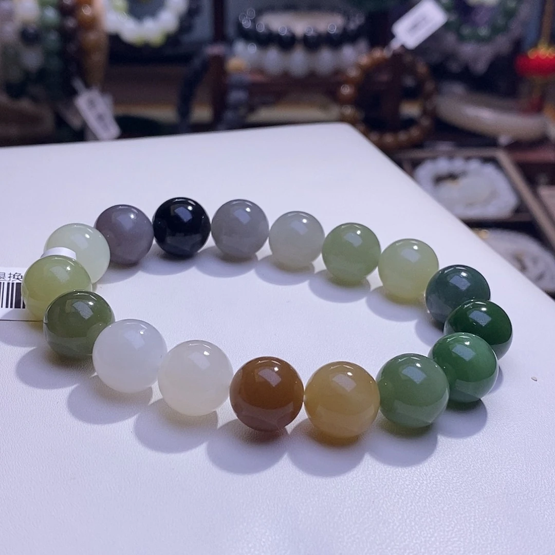 颈饰未镶嵌和田玉毕业级精品老矿料高冰多宝手串12m