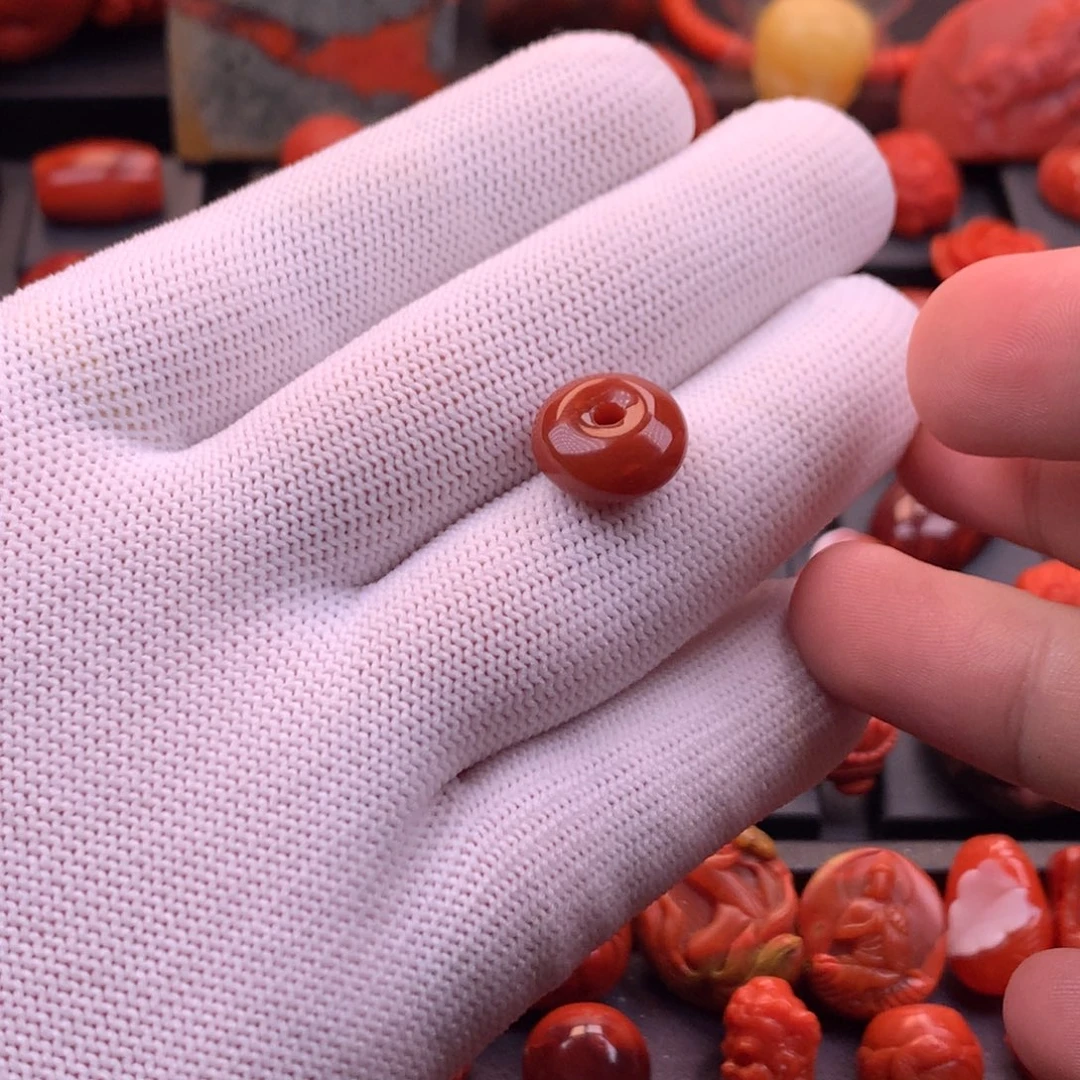 南红玛瑙未镶嵌川料瓦西原矿火焰纹隔珠14.1✖️厚6.6