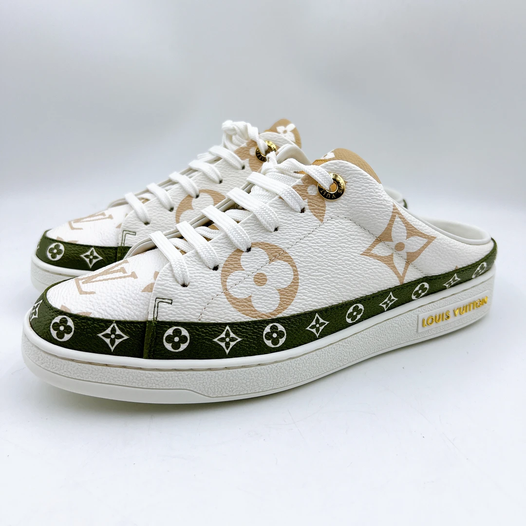 95新 LouisVuitton/路易威登 36码/牛油果配色满印半拖/BM00611