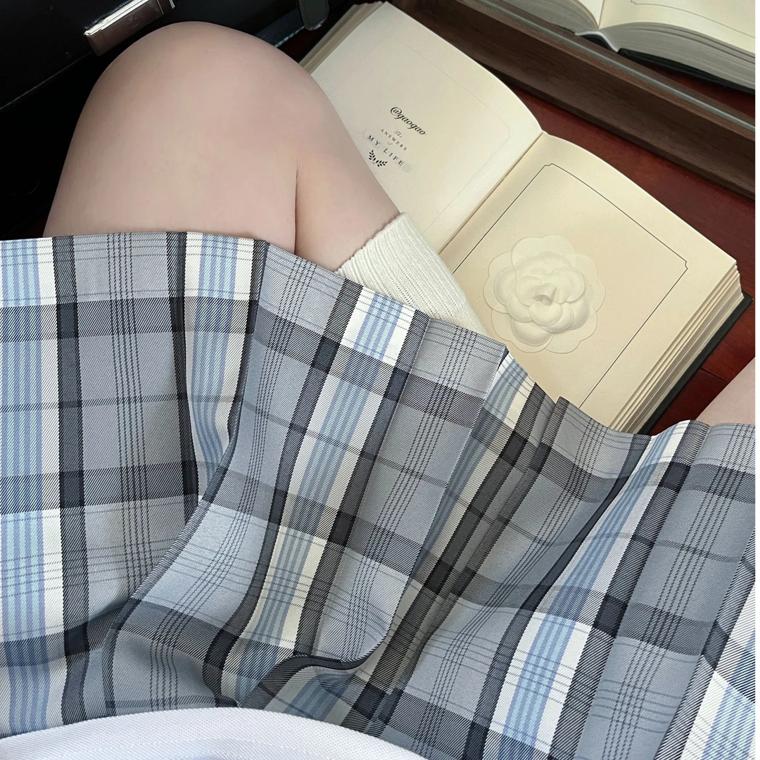 【海屿礁】梦屿春樱JK原创格裙百褶裙灰蓝色风校供感短裙半身制服