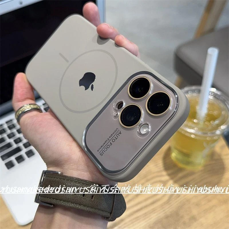 适用于苹果16/15/14系列全包拍照键大视窗液态硅胶磁吸防摔手机壳