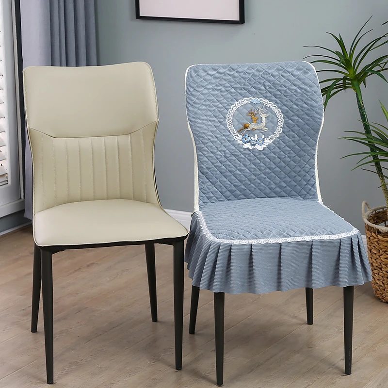 轻奢月牙椅套北欧弧形椅子套罩防滑加厚加棉四季通用皮质餐椅套罩
