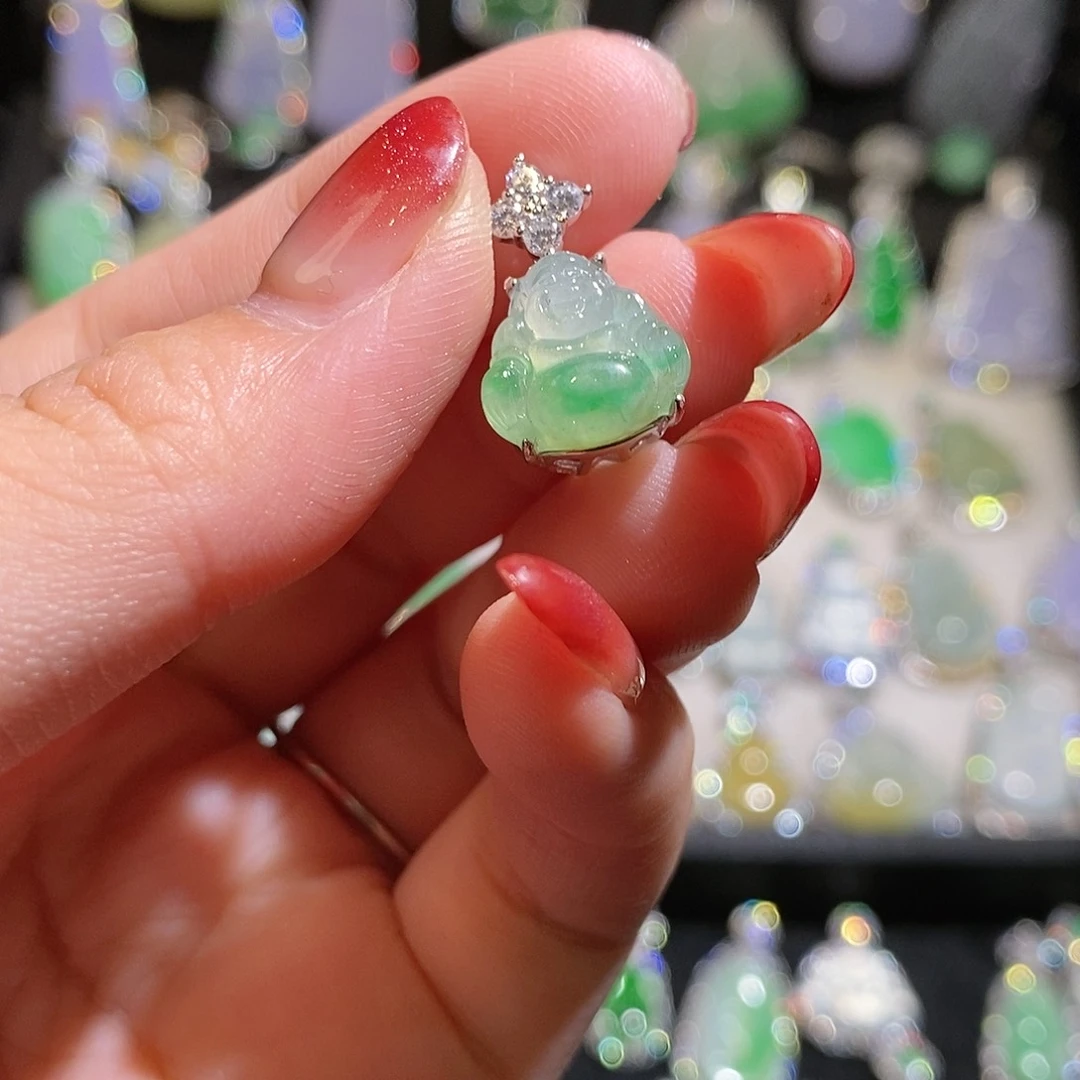 翡翠银S925镶嵌颈饰天然翡翠