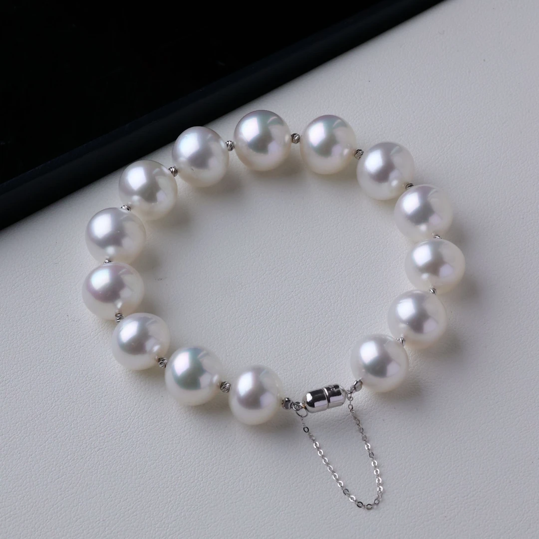 天然海水澳白珍珠手链10-12mm18k金简约风时尚手串*多样性发一条