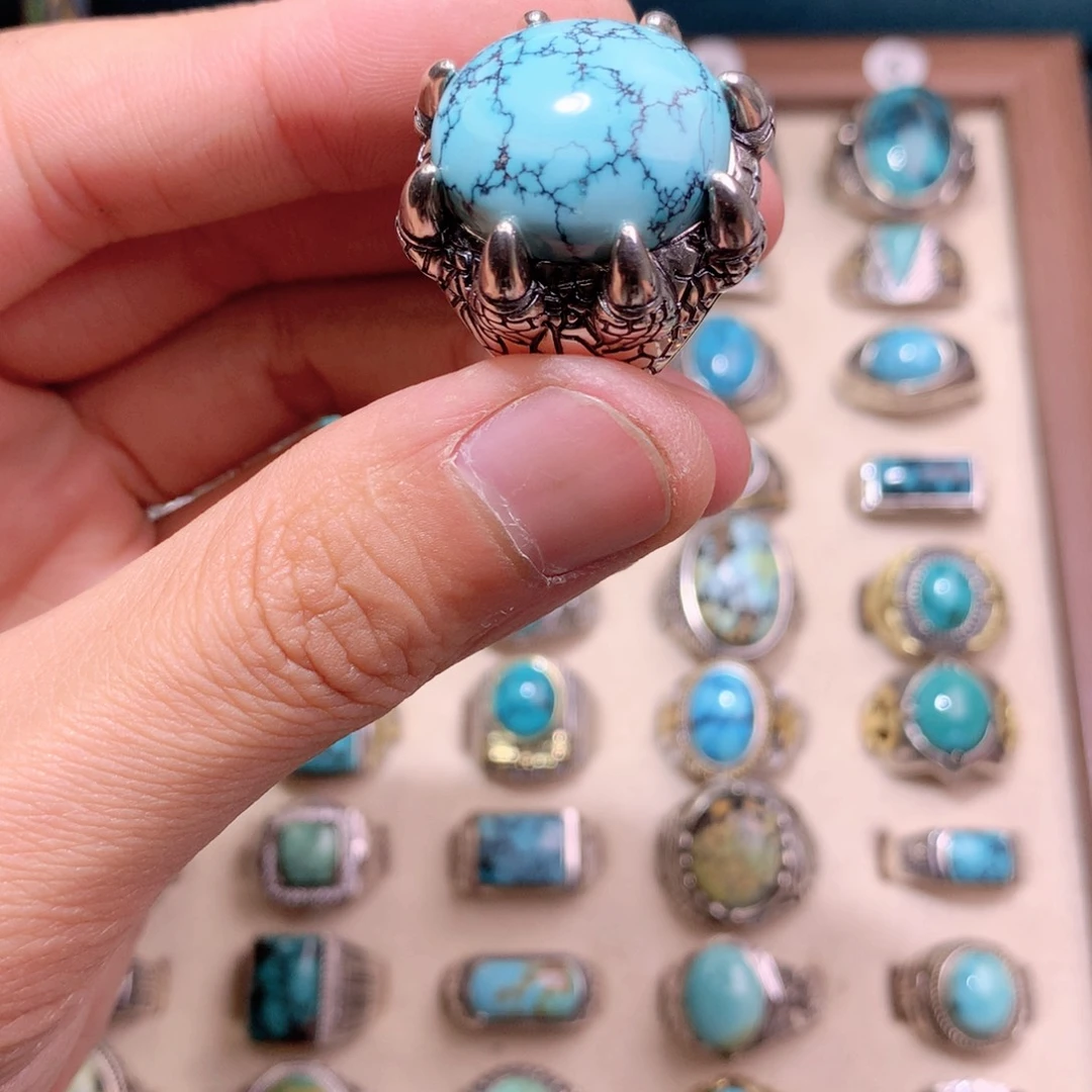 绿松石银S925镶嵌挂件宏**石