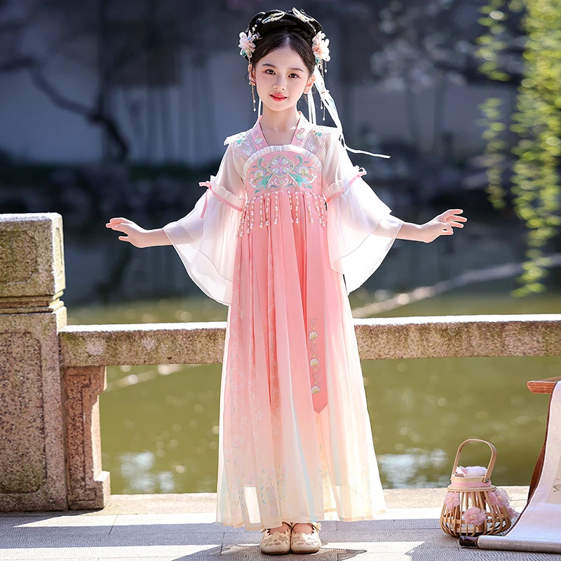 汉服古装夏季连衣裙2025超仙儿童女童汉服6-12岁潮款高级汉服女童
