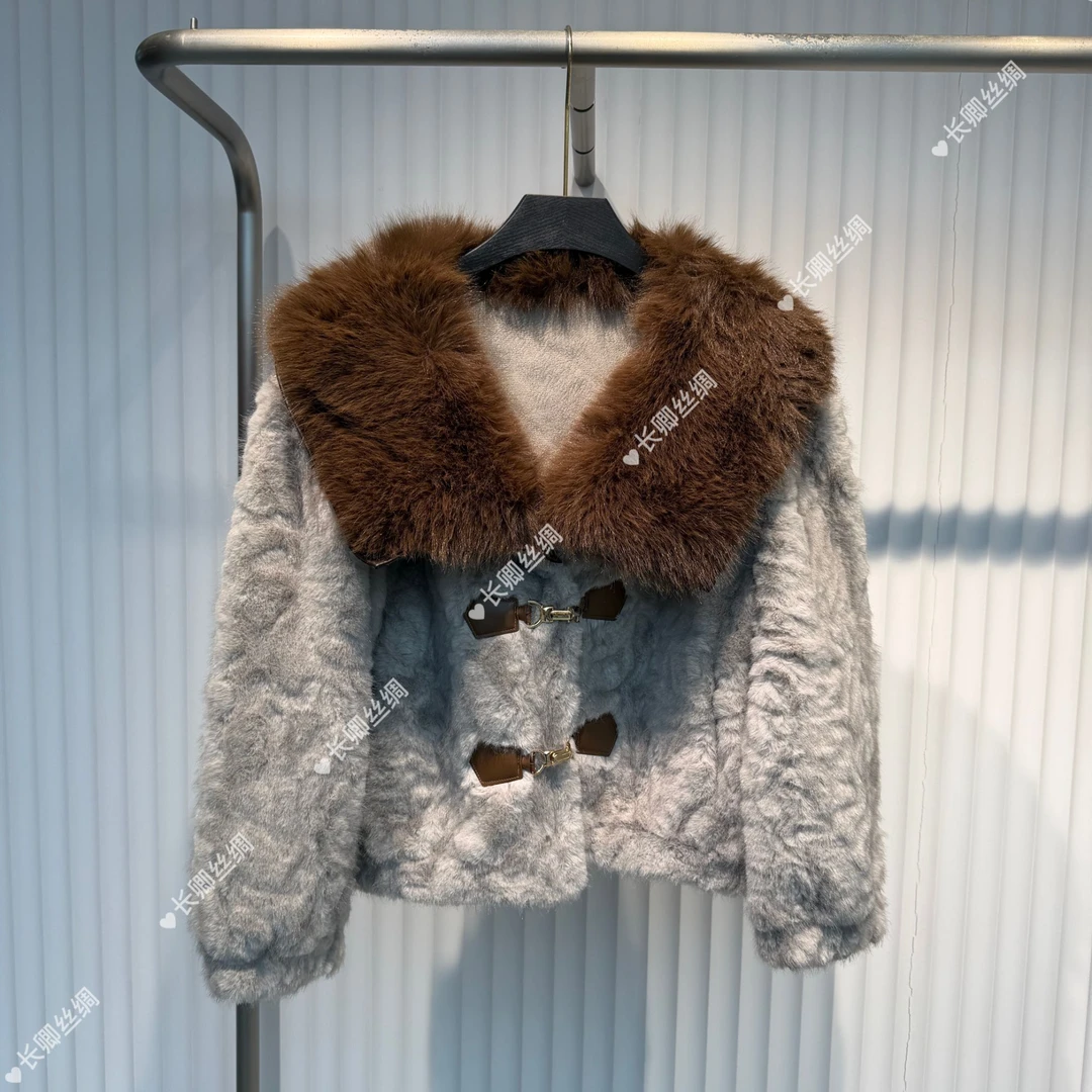 【长卿】轻奢系列 秋冬大翻领厚毛毛外套D1298