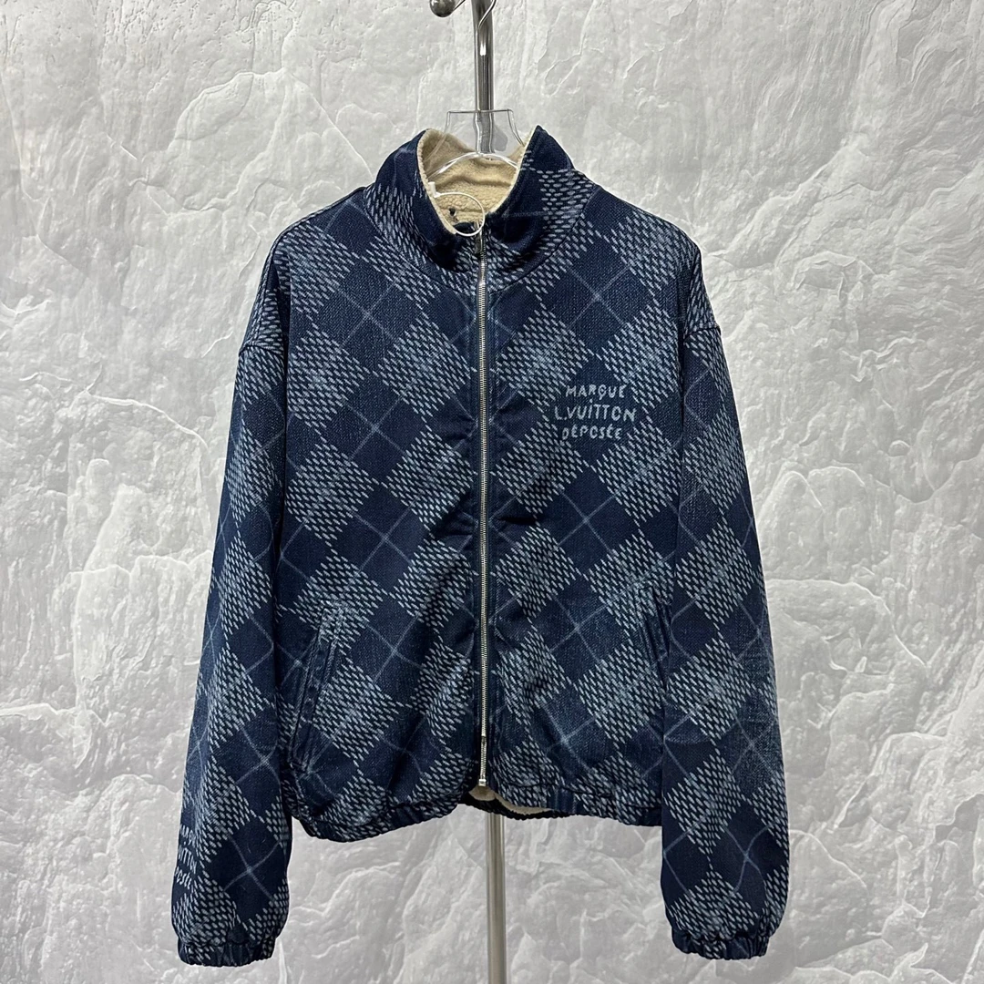 未使用 LouisVuitton/路易威登 棋盘格立领牛仔外套52码P01013