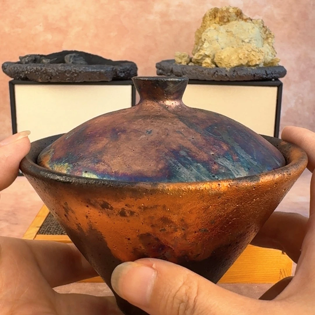 @****荥经黑砂炸福利窑彩盖碗8