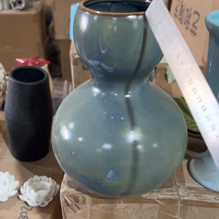 陶瓷花瓶摆件微瑕捡漏出高27口10公分