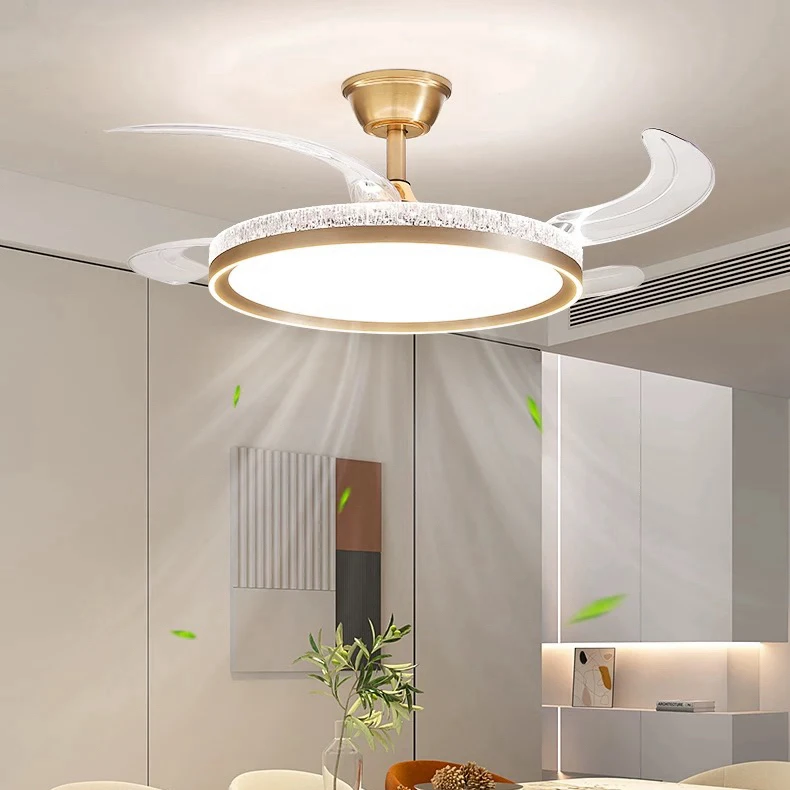 [智乔灯饰]<水波纹>全光谱餐厅桂花卧室隐形风扇灯大气客厅中古风