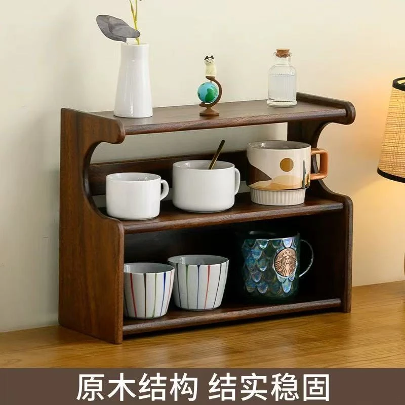 【胡桃木三层架】胡桃弧形三层无抽架HTJ-18