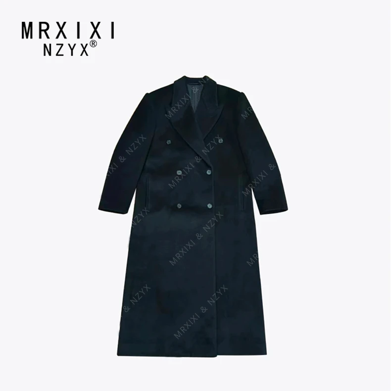 2025秋冬新款小众设计复古经典休闲宽松双排扣澳毛正肩长款大衣女