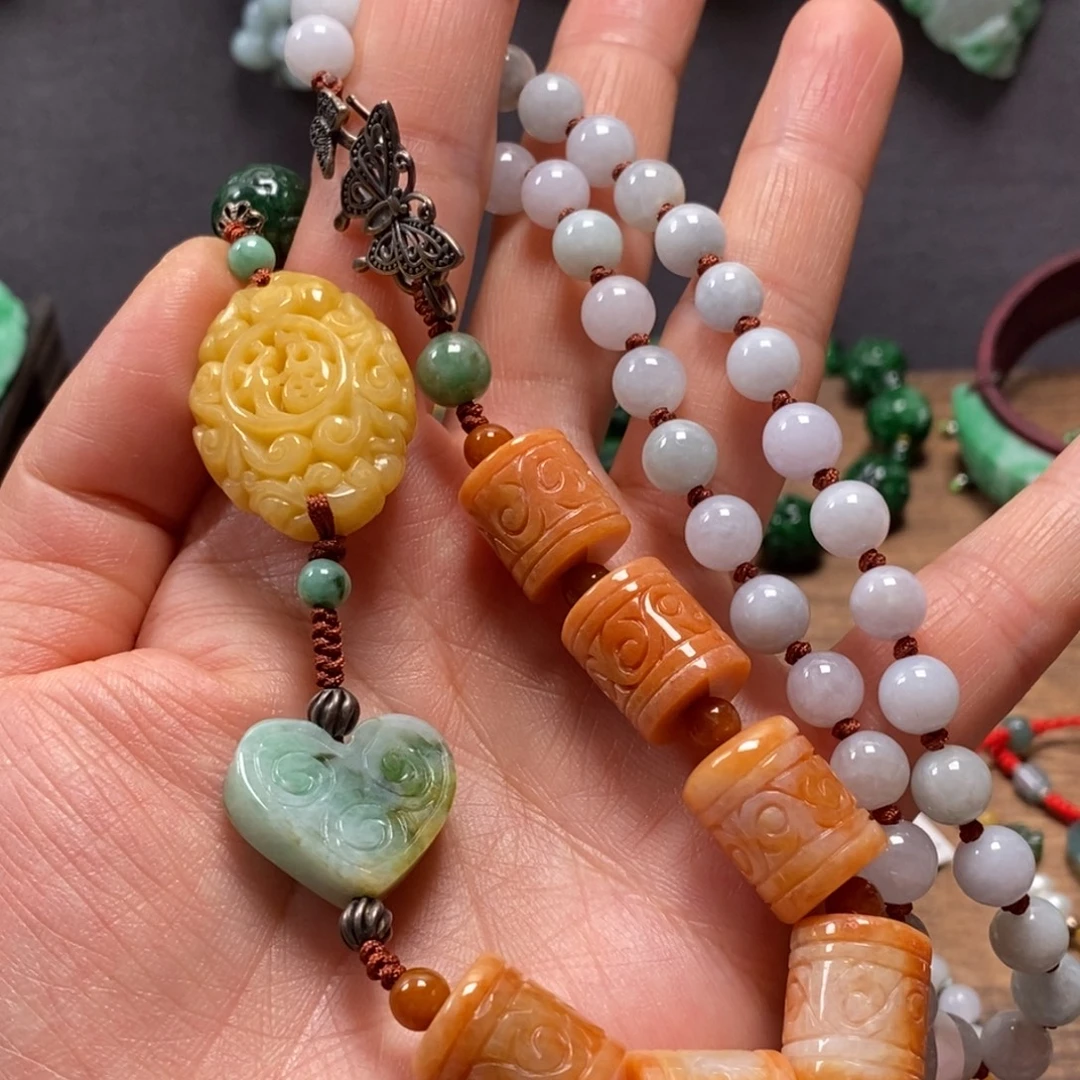 翡翠未镶嵌颈饰复古国风