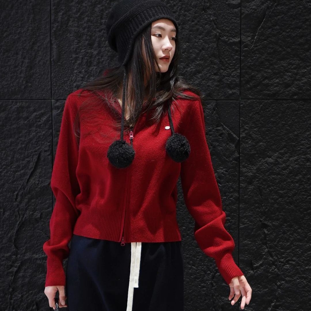 YOYO A934 极简拉链毛衫女针织毛衣