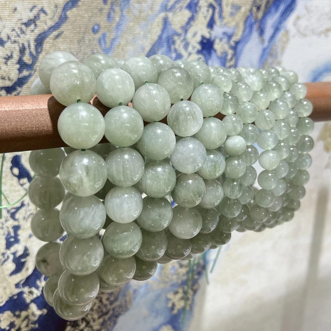【月月家】Z018天然水晶 绿兔毛单圈手串 多样性发其一