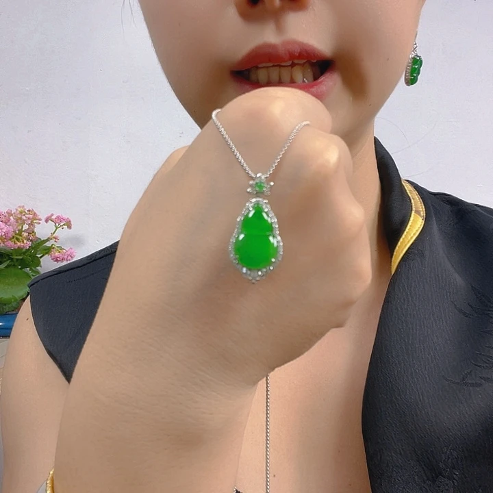 翡翠银S925镶嵌吊坠(不含链)