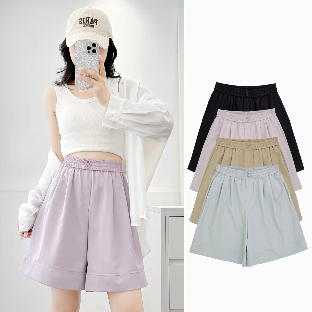 大码女装 腰72-120 两粒扣短裤9506#