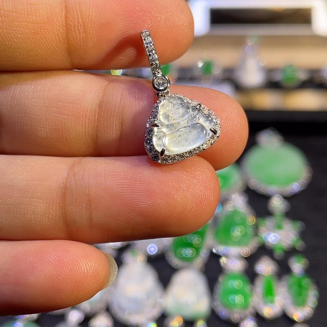 翡翠银S925镶嵌吊坠(不含链)