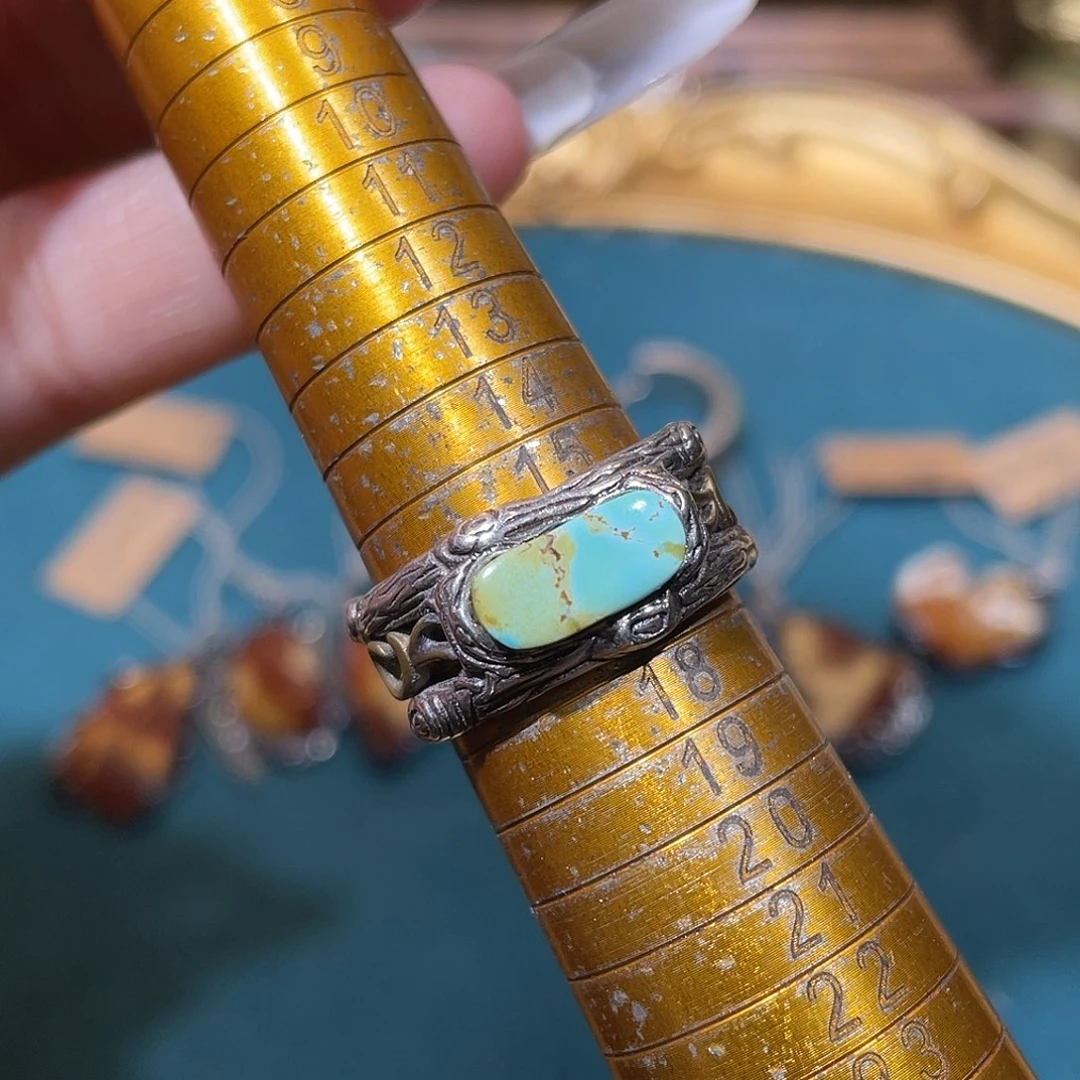 C****绿松石银S925镶嵌戒指戒指