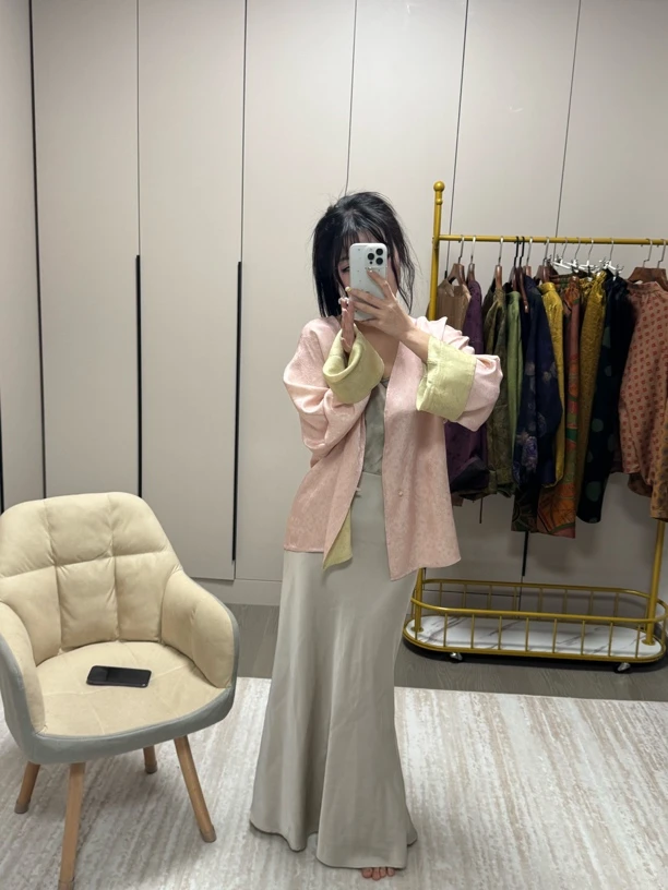 桑蚕丝外披花萝双面双穿外披2025春气质