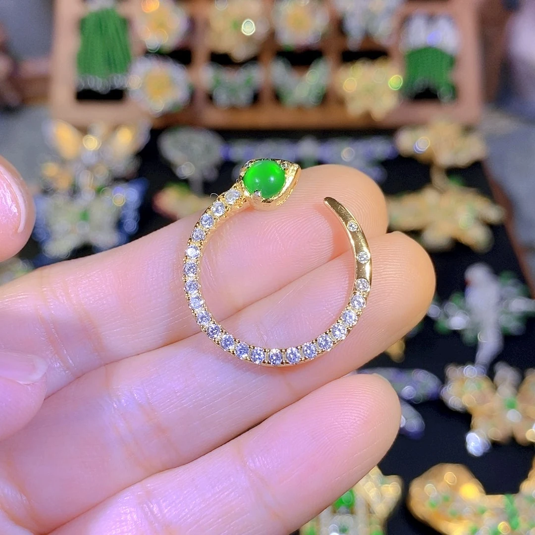 吊坠(不含链)银S925镶嵌翡翠