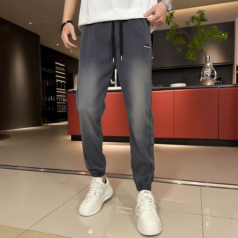 夏季薄款男士休闲裤宽松束脚裤弹力透气抗皱哈伦裤长裤潮流男装