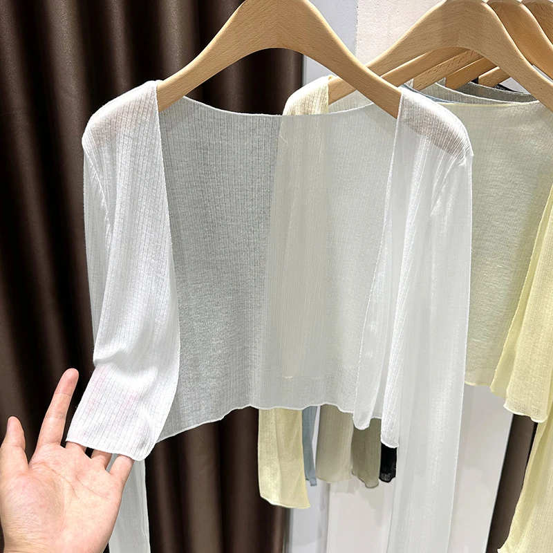 冰丝防晒开衫外套女披肩夏季配裙子外搭长袖小坎肩针织衫薄款上衣