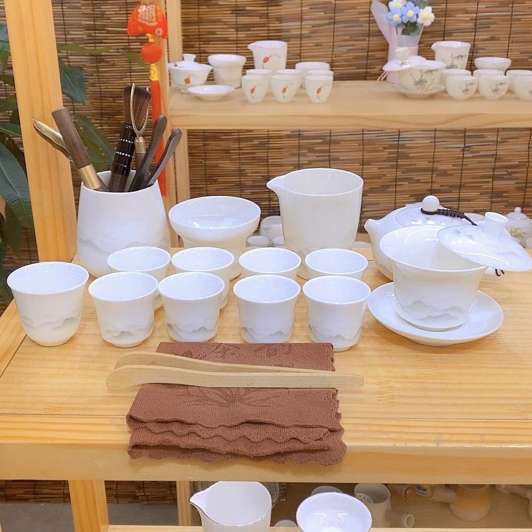 羊脂玉瓷茶具套装