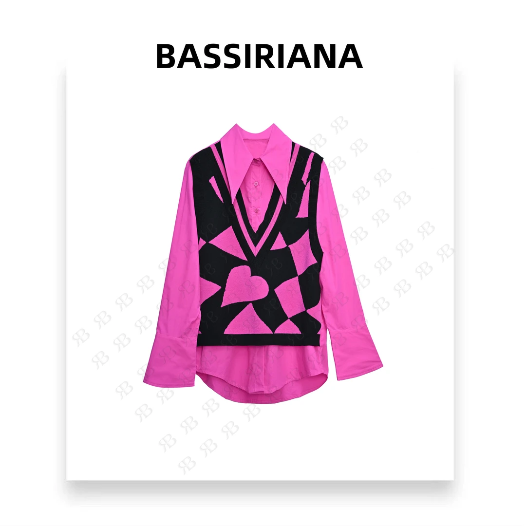 清白白【BASSIRIANA】设计师套头轻奢小众百搭假两件衬衫211671