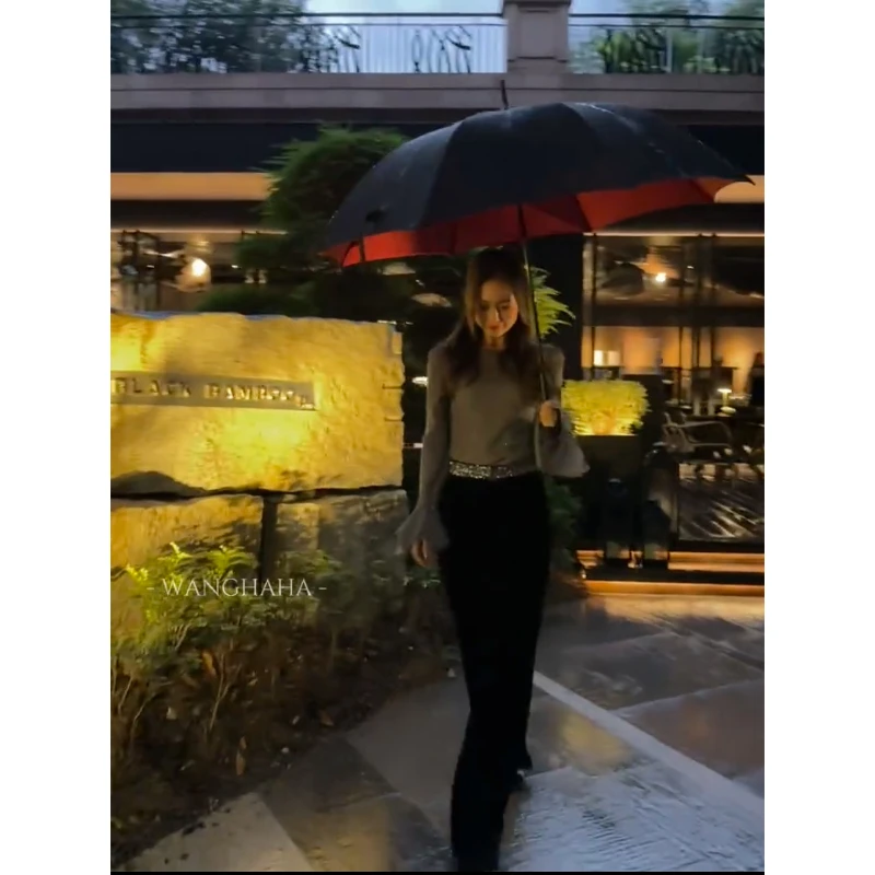 W·HAHA【魅影裤】百搭丝绒手工钉珠宽松长裤唐装裤子51662