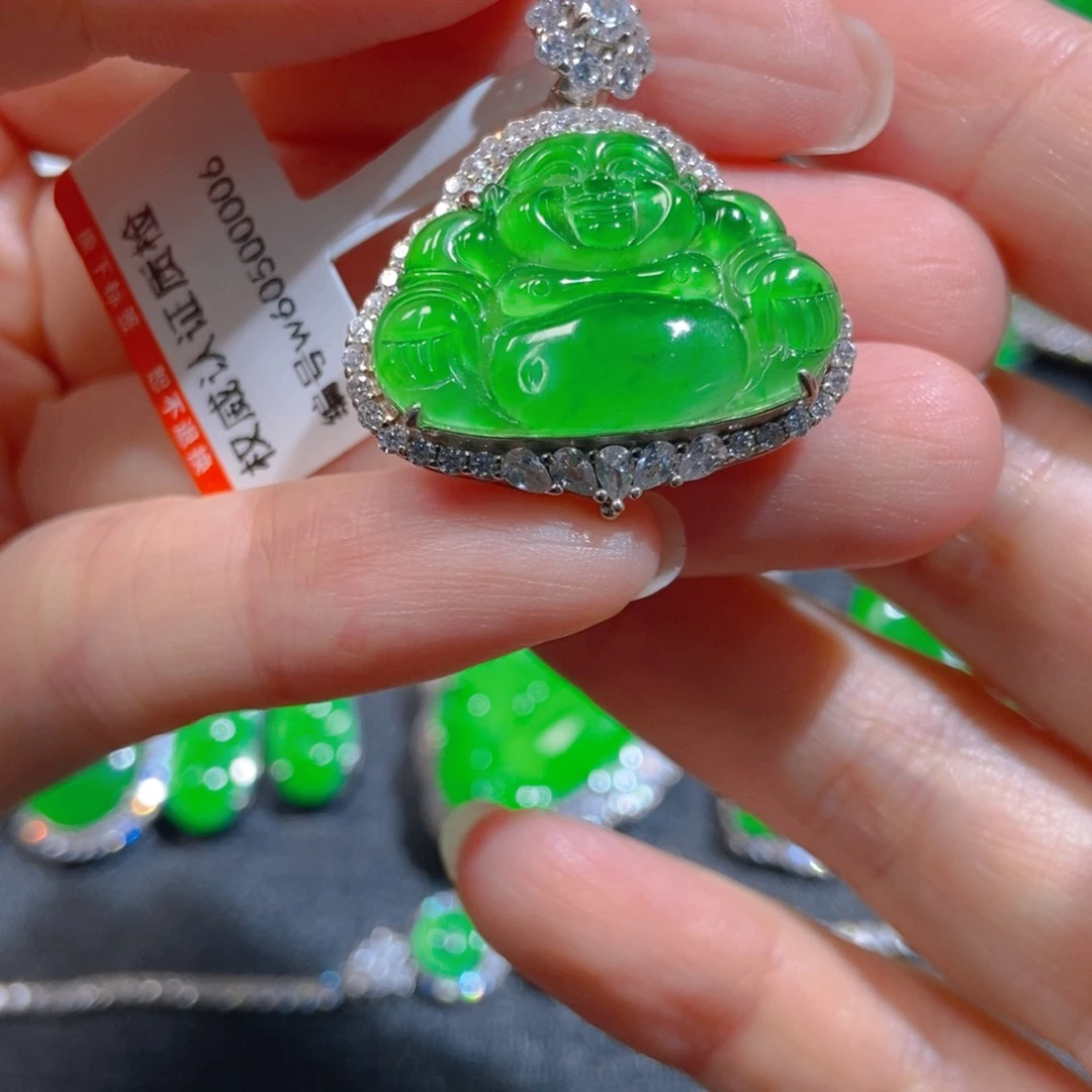 翡翠银S925镶嵌吊坠(不含链)