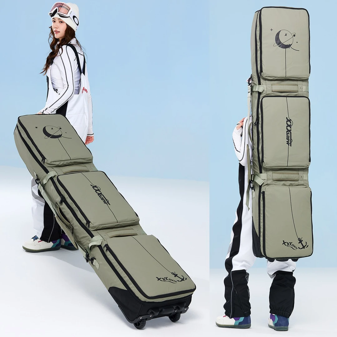 XXXsnow滑雪板包带轮单板包拖轮双板包滑雪滚轮包双板板包可托运