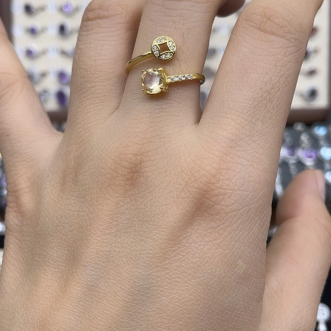 黄晶银S925镶嵌戒指