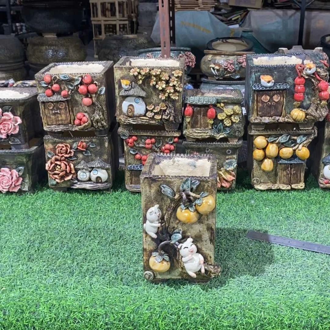 红陶青藤花器多肉花盆