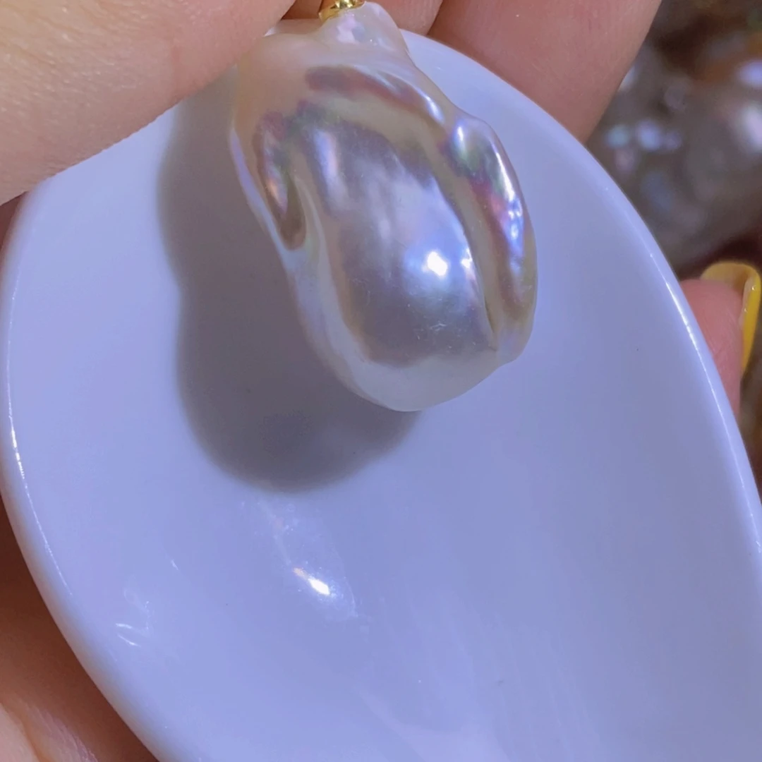 银S925镶嵌淡水珍珠天然淡水珍珠无染色无优化