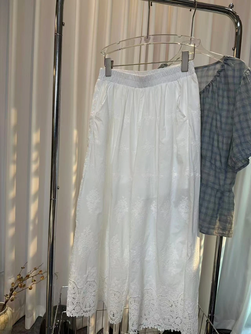 【AXIN定制】法式蕾丝镂空刺绣阔腿裤 2519