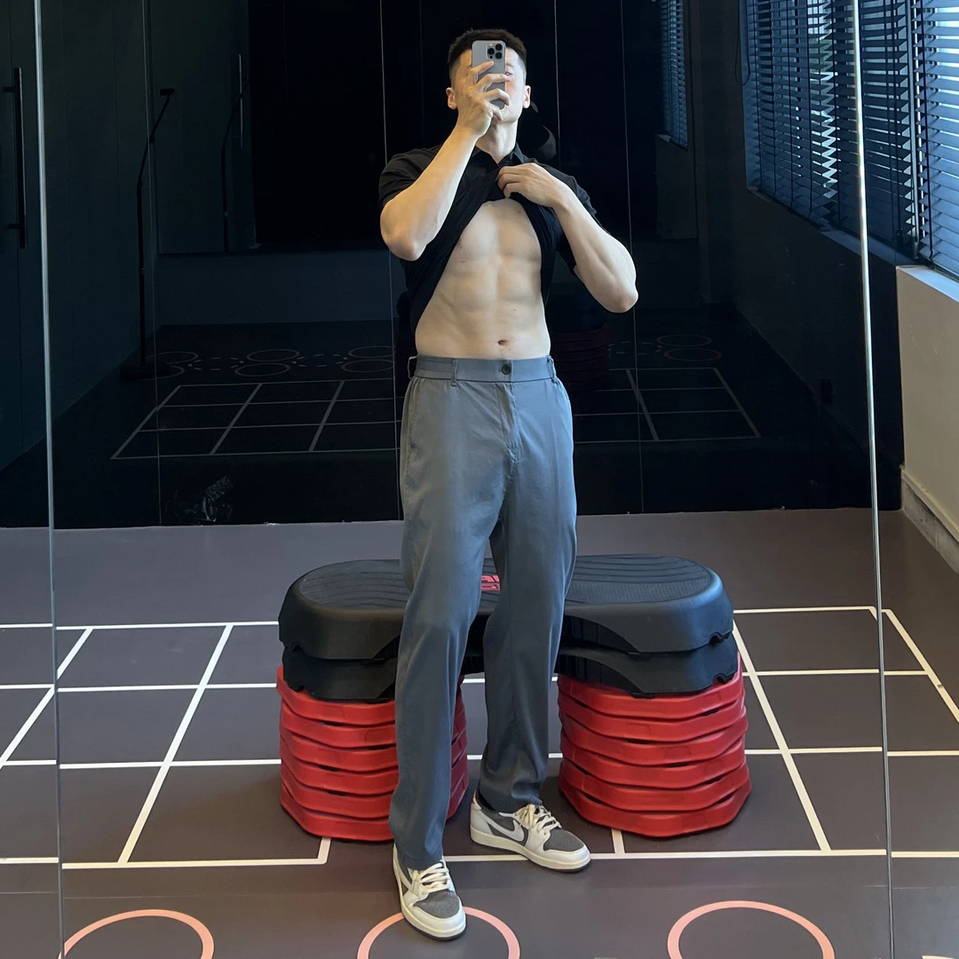 IRONTRAP冰丝松紧腰莱赛尔仿牛仔休闲裤男直筒宽松运动健身长裤夏