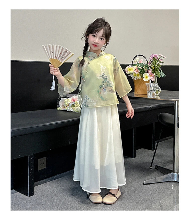 汉服女童夏装新款中国风唐装古风新中式夏季女童连衣裙夏款