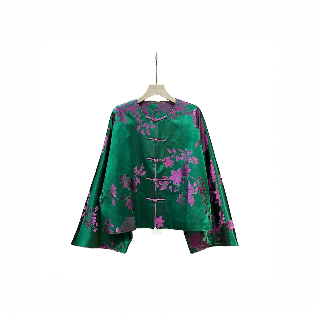 老软缎圆领对开外套GX000132