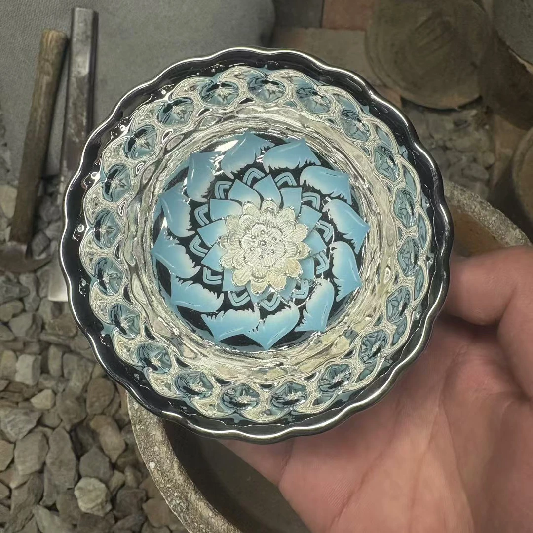 手工茶器 冰清玉洁 蓝色妖姬主人杯