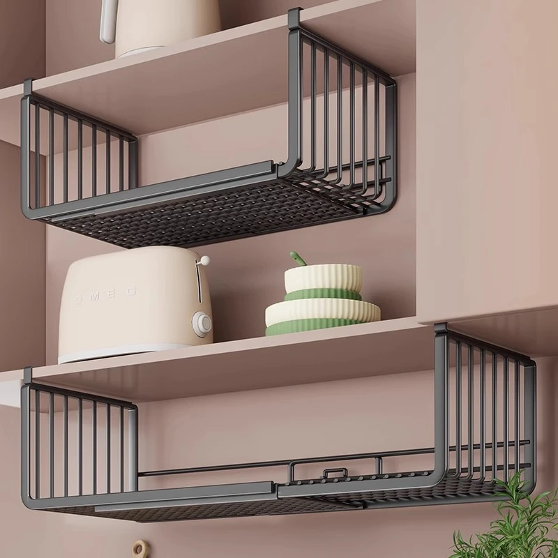 厨房置物架可伸缩款悬挂分层调料品挂架橱柜内吊柜下收纳下挂挂篮