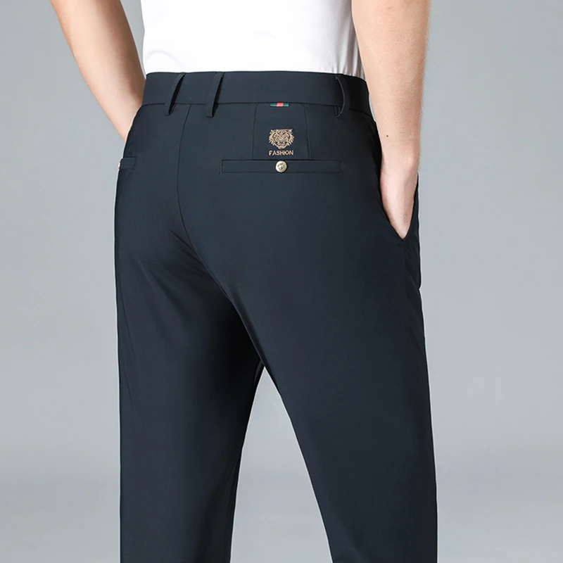 宽松型休闲裤直筒宽松男装春夏长裤弹力高腰裤子商务保暖标准