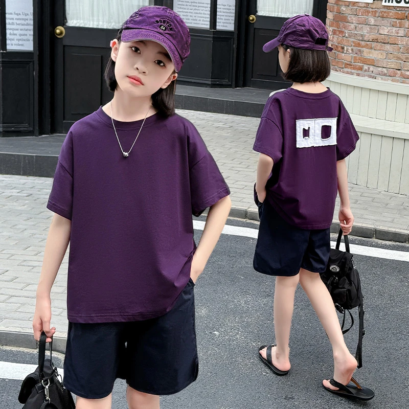 男女童休闲套装2025新款中大通洋气韩版短袖T恤短裤夏款两件套潮