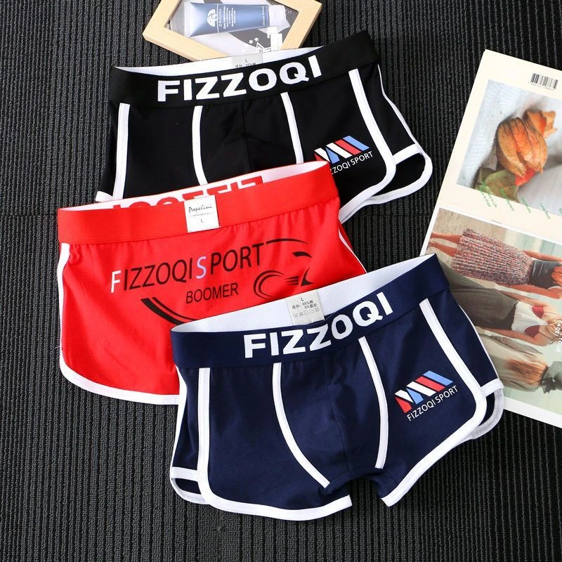 新款内裤男士纯棉平角裤青年学生裤头透气吸汗性感个性四角内裤